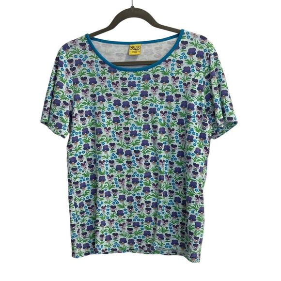 Duns Sweden Tops - DUNS Sweden Size Large Organic Cotton Purple Blue Pansy Ditsy Floral Pattern